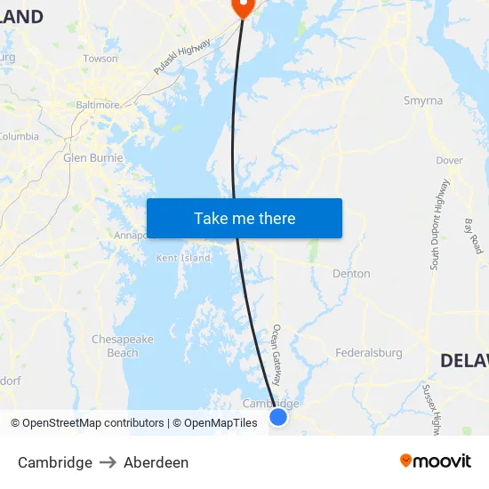 Cambridge to Aberdeen map