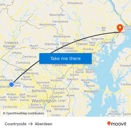 Countryside to Aberdeen Washington D.C. Baltimore MD with