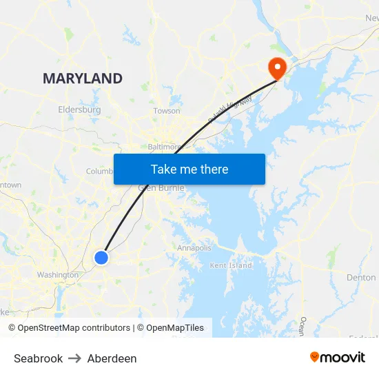 Seabrook to Aberdeen map