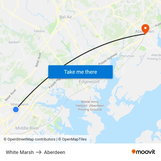 White Marsh to Aberdeen map