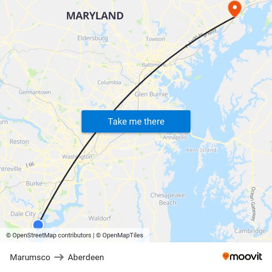 Marumsco to Aberdeen map