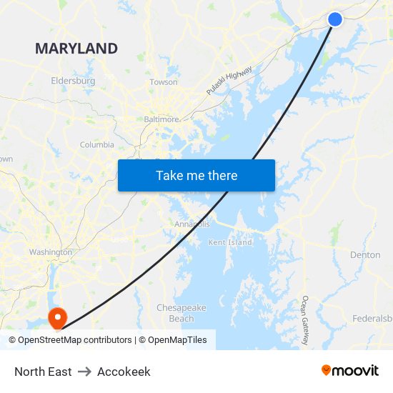 North East to Accokeek map