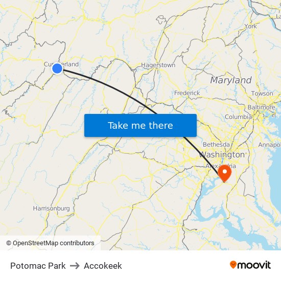 Potomac Park to Accokeek map