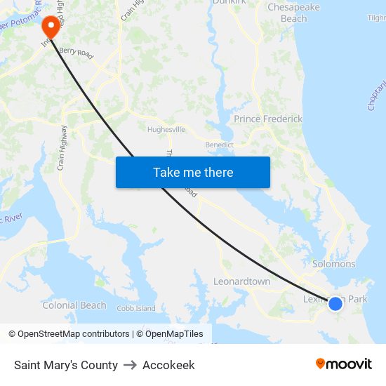 Saint Mary's County to Accokeek map