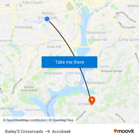 Bailey'S Crossroads to Accokeek map