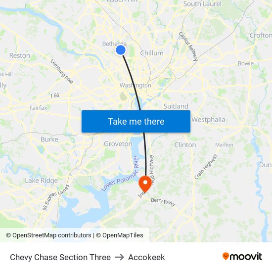 Chevy Chase Section Three to Accokeek map