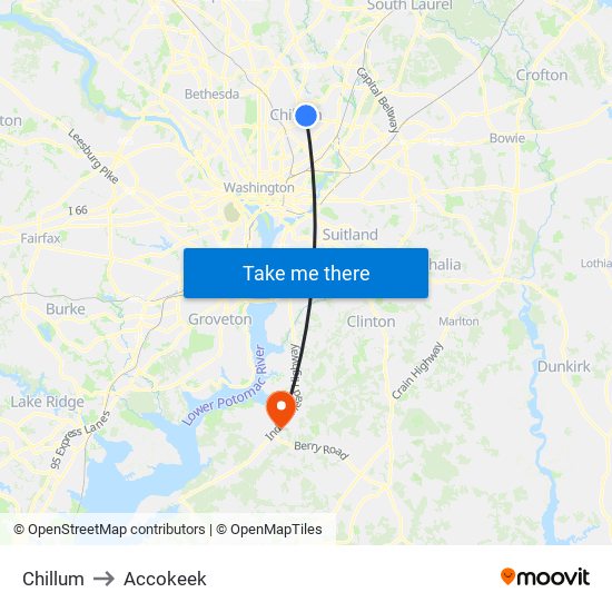 Chillum to Accokeek map