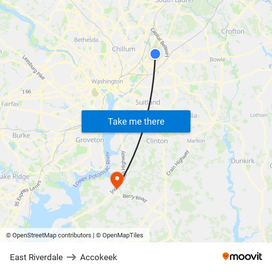 East Riverdale to Accokeek map