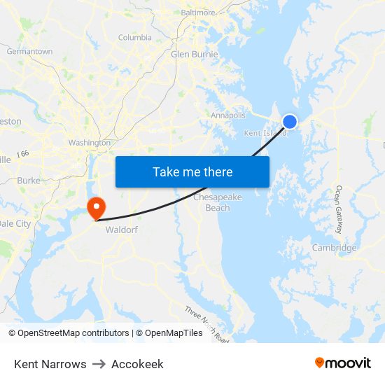 Kent Narrows to Accokeek map