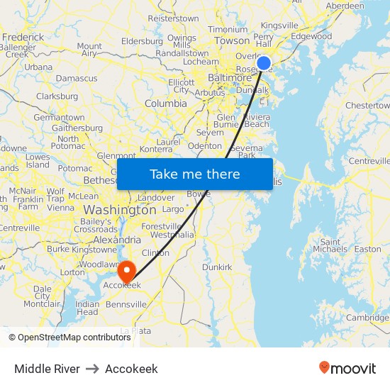 Middle River to Accokeek map