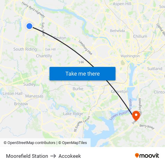 Moorefield Station to Accokeek map