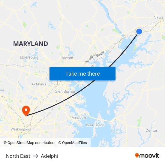 North East to Adelphi map