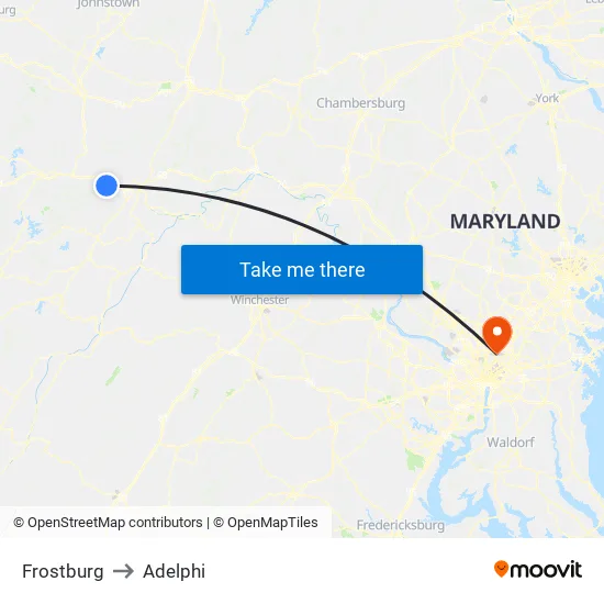 Frostburg to Adelphi map