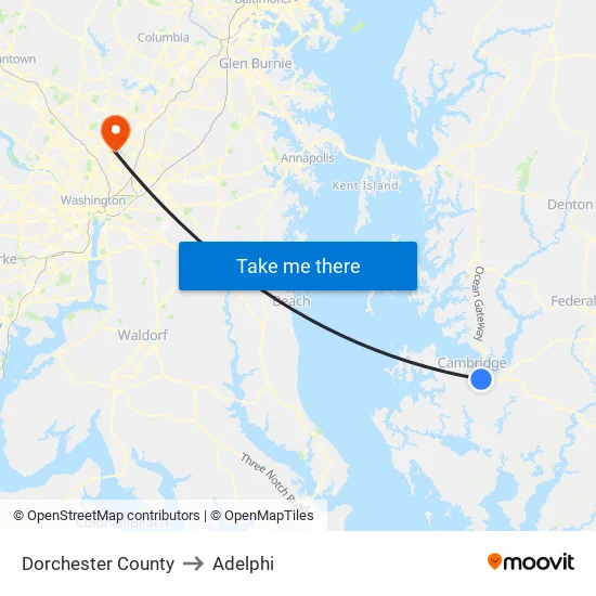 Dorchester County to Adelphi map