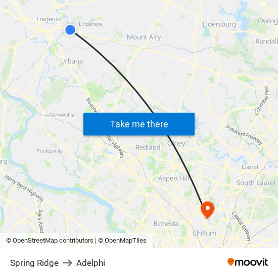 Spring Ridge to Adelphi map