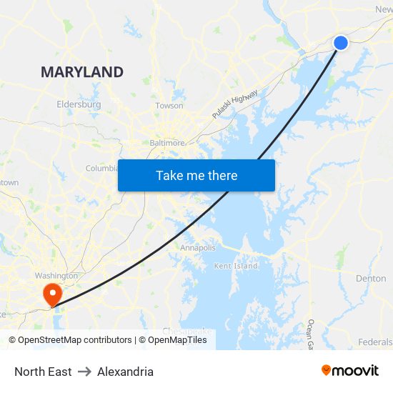 North East to Alexandria map