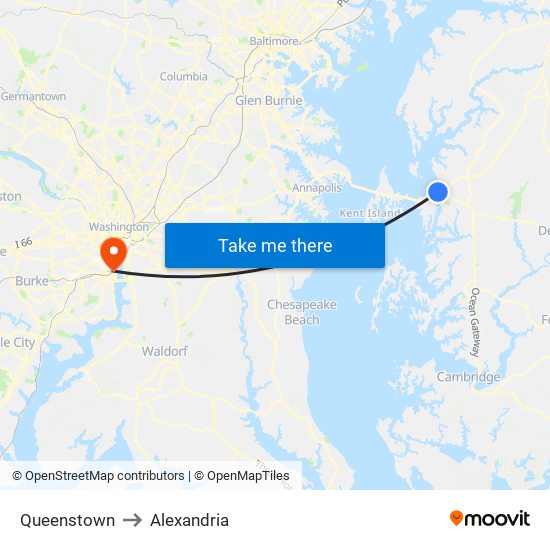 Queenstown to Alexandria map