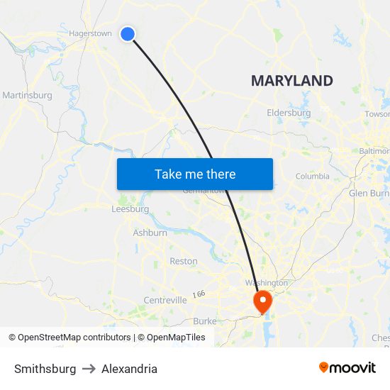 Smithsburg to Alexandria map