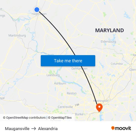 Maugansville to Alexandria map