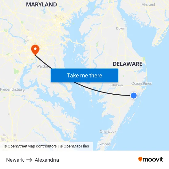 Newark to Alexandria map