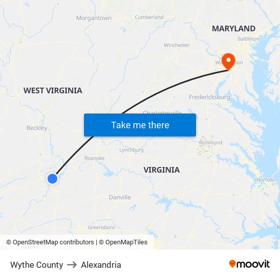 Wythe County to Alexandria map