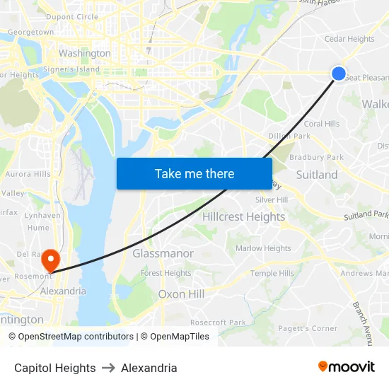 Capitol Heights to Alexandria map
