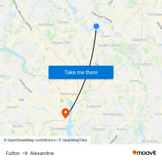 Fulton to Alexandria map