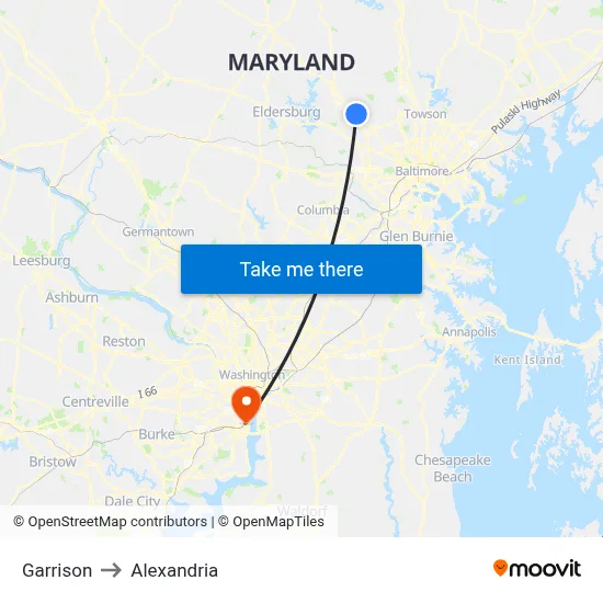 Garrison to Alexandria map