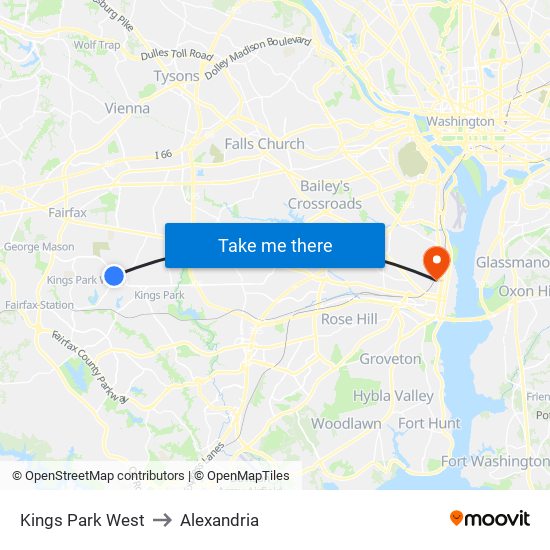 Kings Park West to Alexandria map