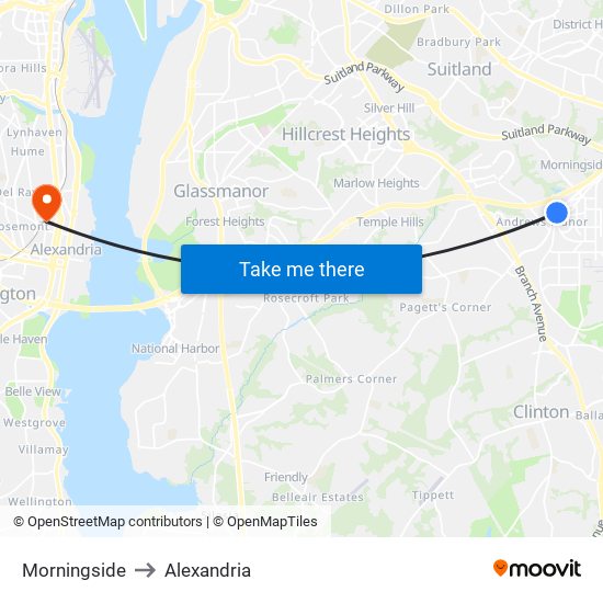 Morningside to Alexandria map