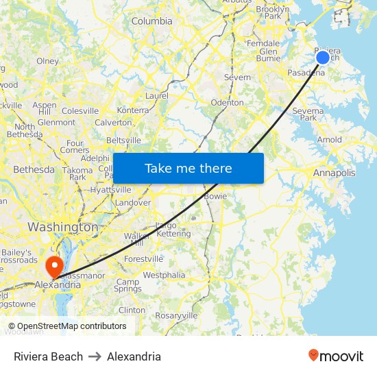 Riviera Beach to Alexandria map