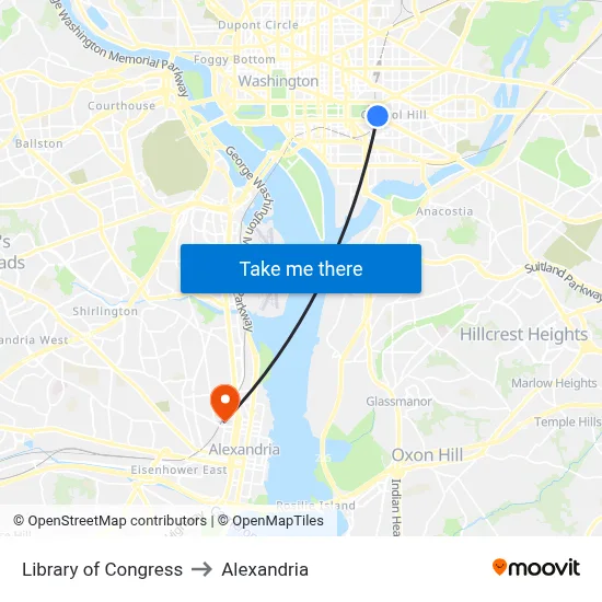 Library of Congress to Alexandria map