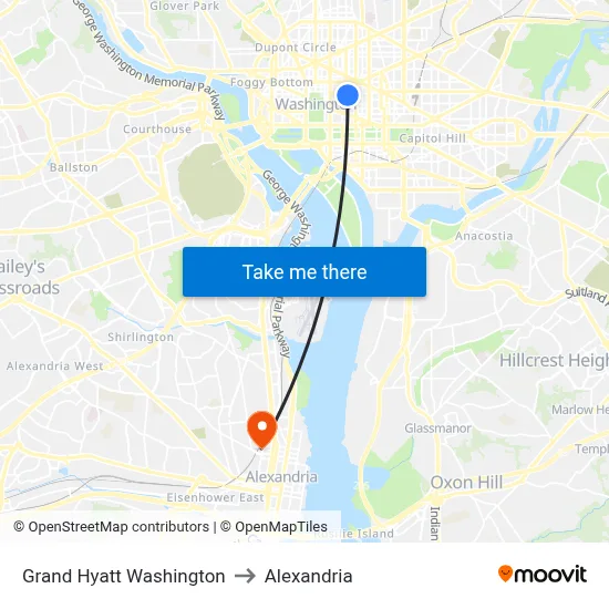 Grand Hyatt Washington to Alexandria map