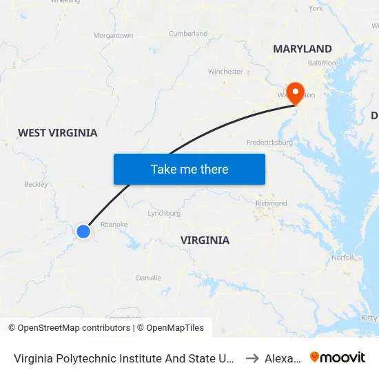 Virginia Polytechnic Institute And State University - Hahn Lot to Alexandria map