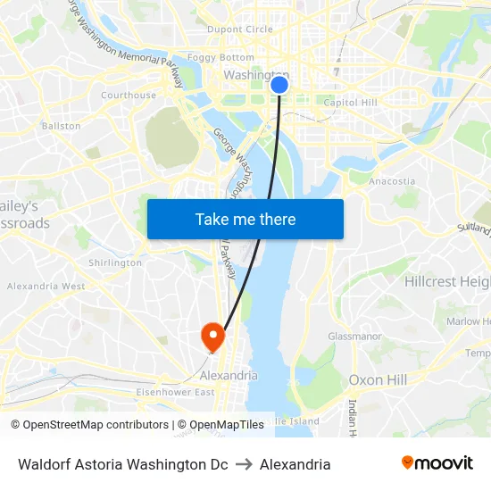 Waldorf Astoria Washington Dc to Alexandria map