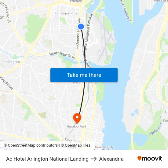 Ac Hotel Arlington National Landing to Alexandria map