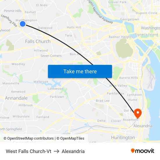West Falls Church-Vt to Alexandria map