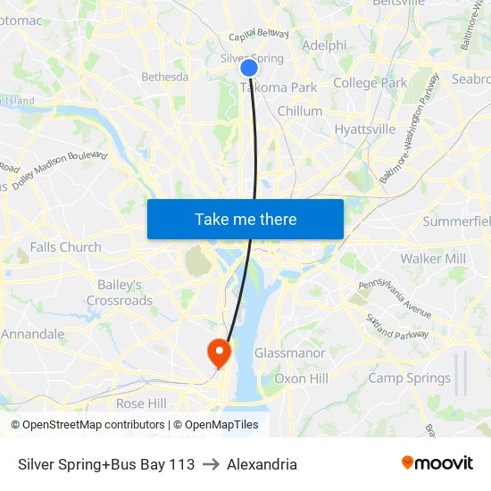 Silver Spring+Bay 113 to Alexandria map