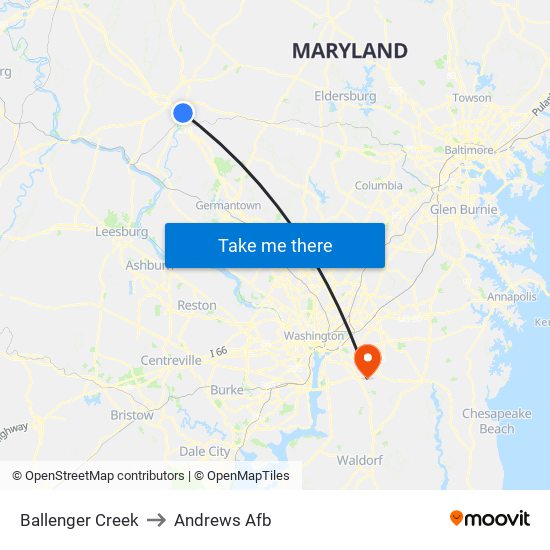 Ballenger Creek to Andrews Afb map