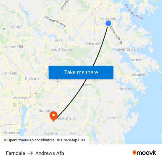 Ferndale to Andrews Afb map