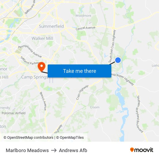 Marlboro Meadows to Andrews Afb map