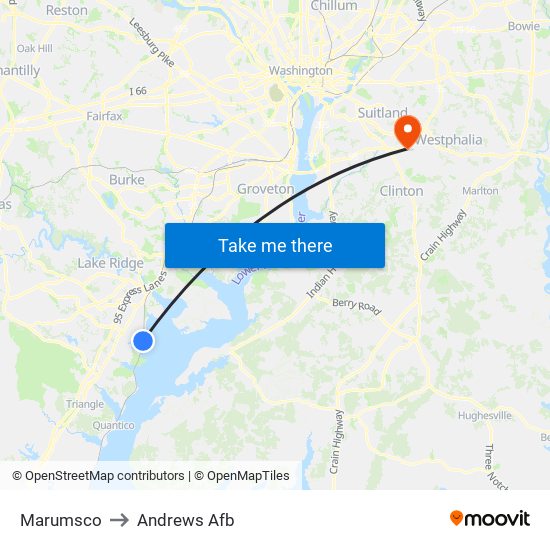 Marumsco to Andrews Afb map