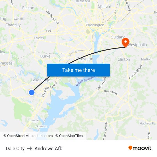 Dale City to Andrews Afb map