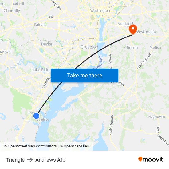 Triangle to Andrews Afb map