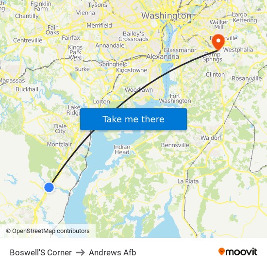 Boswell'S Corner to Andrews Afb map