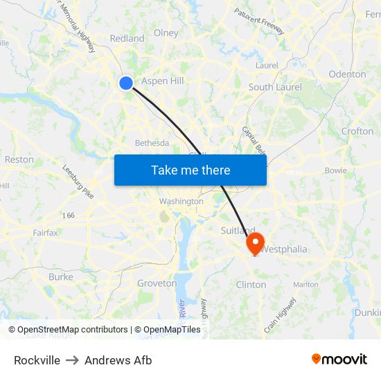 Rockville to Andrews Afb map