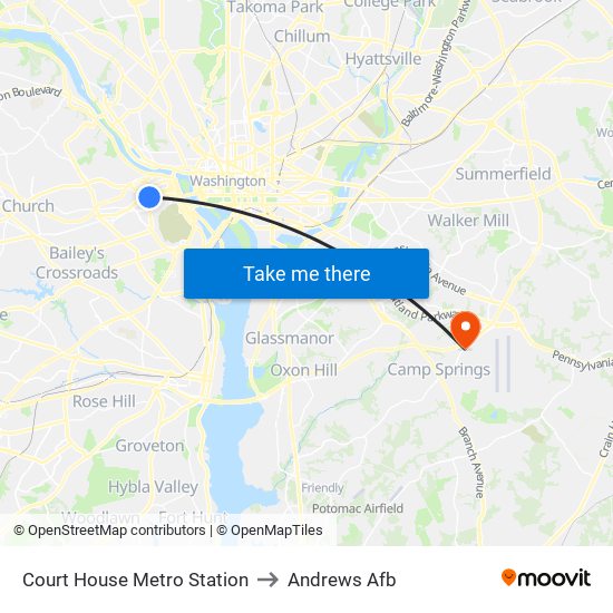 Court House Metro Station to Andrews Afb map