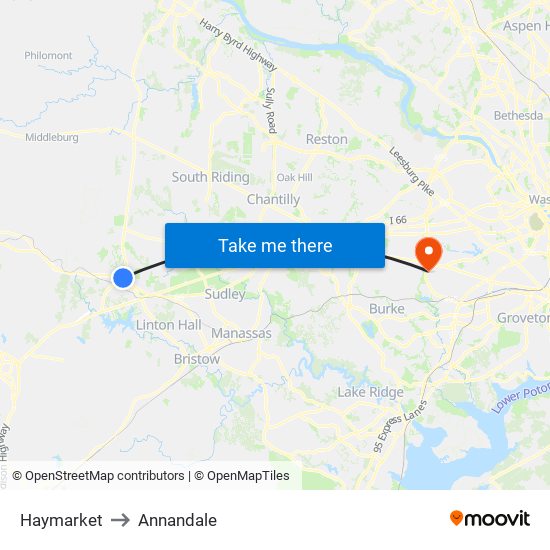 Haymarket to Annandale map