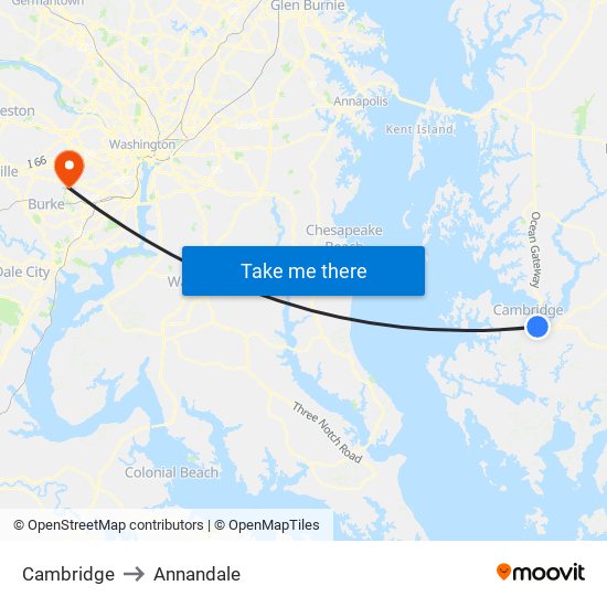 Cambridge to Annandale map