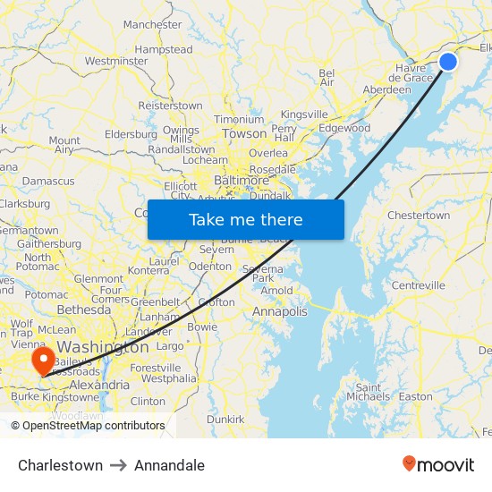 Charlestown to Annandale map